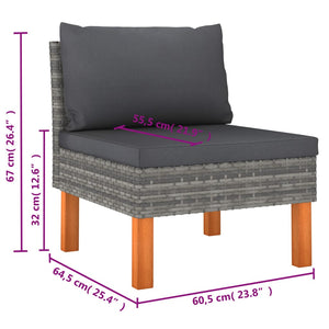 Set Divani da Giardino 6 pz con Cuscini in Polyrattan Grigio 3059714