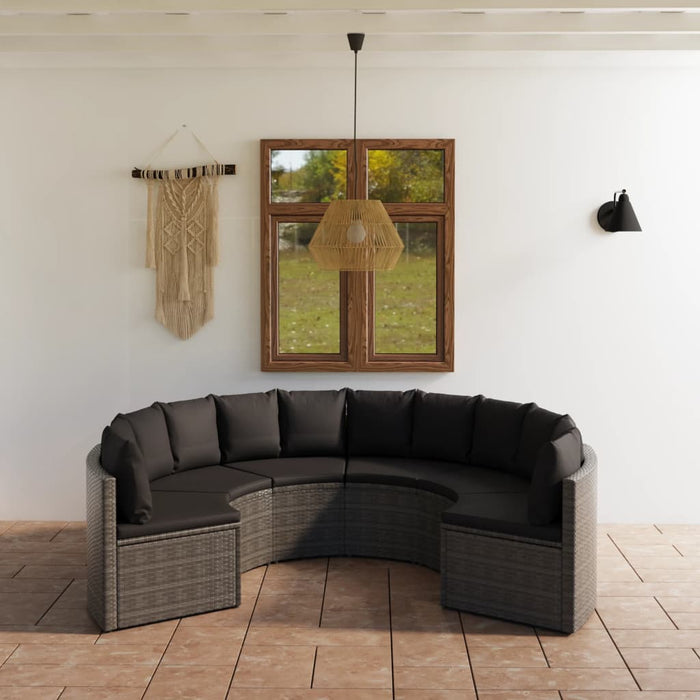Set Divani da Giardino 6 pz con Cuscini in Polyrattan Grigio 3064895