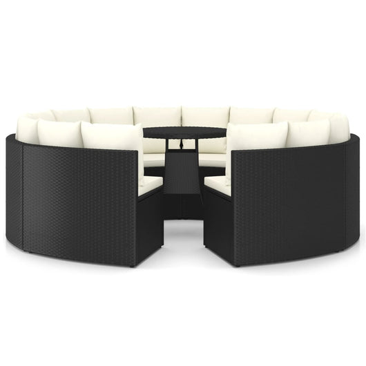 Set Divani da Giardino 9 pz con Cuscini in Polyrattan Nero 3064897