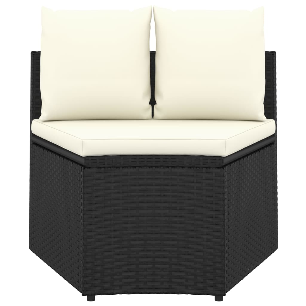 Set Divani da Giardino 9 pz con Cuscini in Polyrattan Nero 3064897