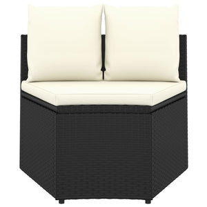 Set Divani da Giardino 9 pz con Cuscini in Polyrattan Nero 3064897