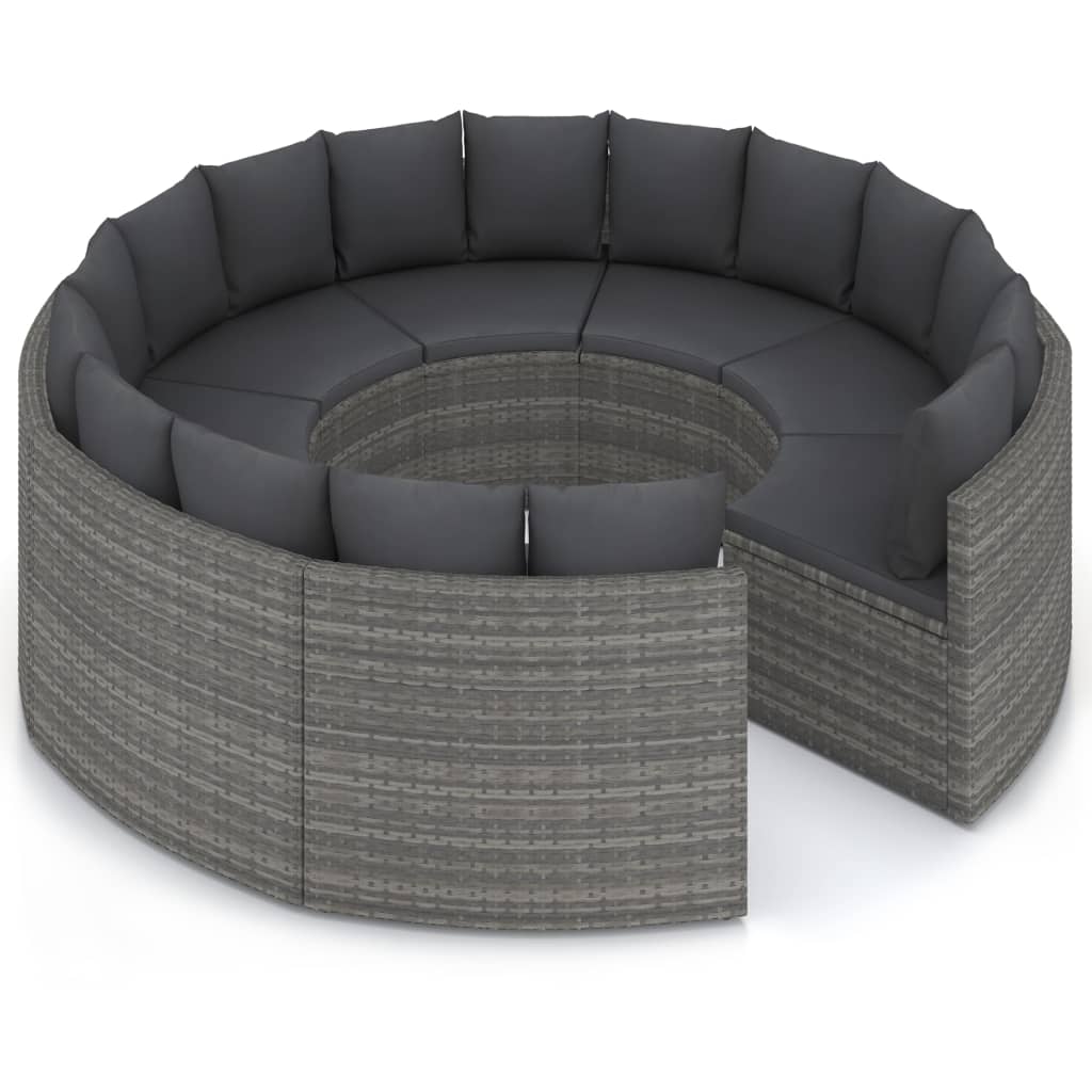 Set Divani da Giardino 8 pz con Cuscini in Polyrattan Grigio 3064903