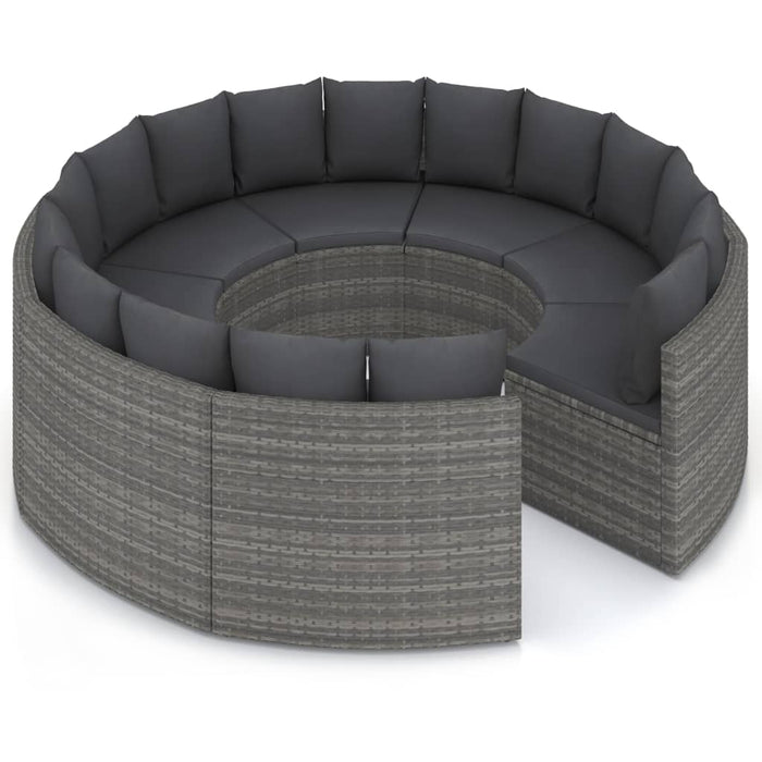 Set Divani da Giardino 8 pz con Cuscini in Polyrattan Grigio 3064903