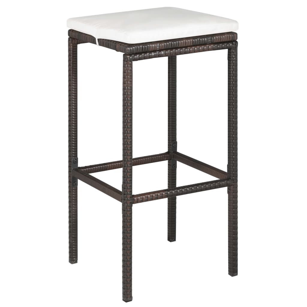 Mobile bar da giardino in 5 pezzi e cuscini in resina intrecciata marrone 02_0014503