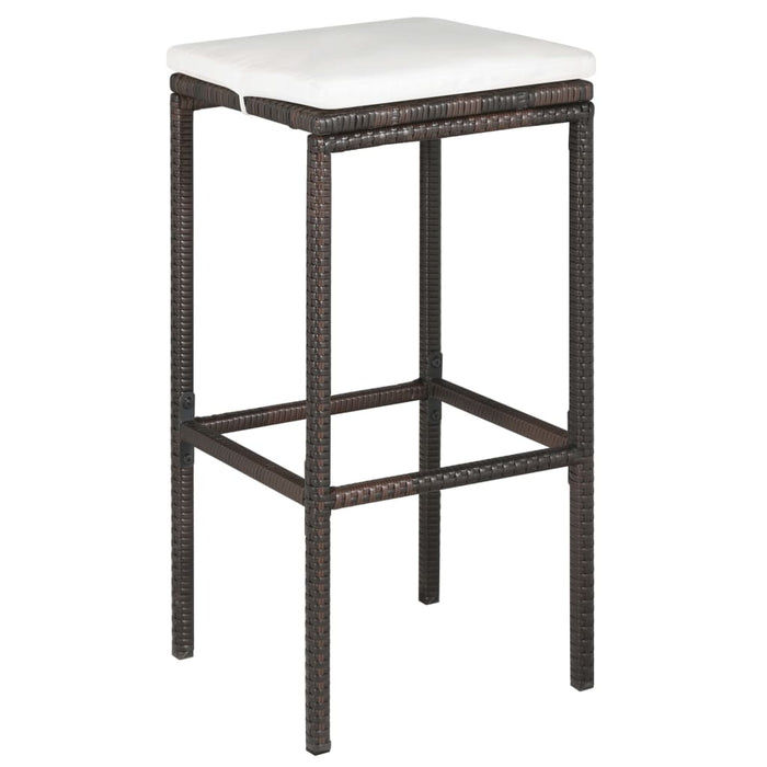 Mobile bar da giardino in 5 pezzi e cuscini in resina intrecciata marrone 02_0014503