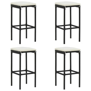 Set da Bar da Giardino 5 pz con Cuscini in Polyrattan Nero