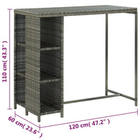 Set da Bar da Giardino 5 pz con Cuscini in Polyrattan Grigio 3064915