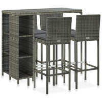 Set da Bar da Giardino 5 pz con Cuscini in Polyrattan Grigio cod mxl 45583