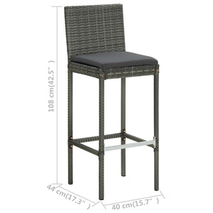 Set da Bar da Giardino 5 pz con Cuscini in Polyrattan Grigio cod mxl 45583
