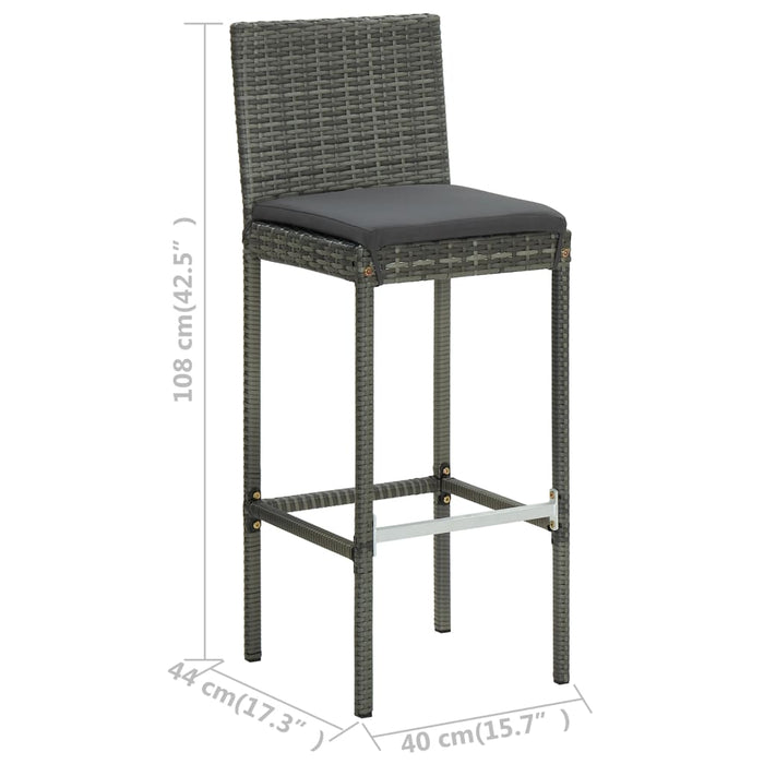Set da Bar da Giardino 5 pz con Cuscini in Polyrattan Grigio cod mxl 45583
