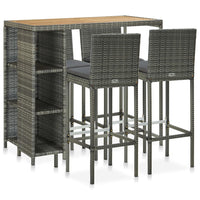 Set da Bar da Giardino 5 pz con Cuscini in Polyrattan Grigio cod mxl 36162