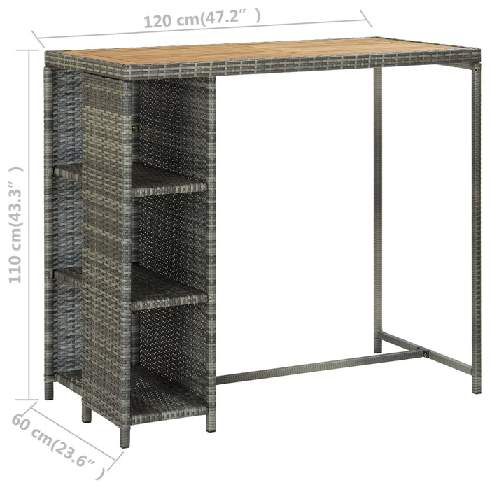 Set da Bar da Giardino 5 pz con Cuscini in Polyrattan Grigio 3064921