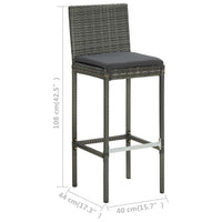 Set da Bar da Giardino 5 pz con Cuscini in Polyrattan Grigio 3064921