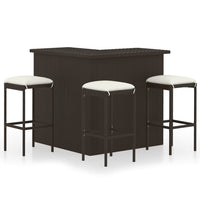Set da Bar da Giardino 4 pz con Cuscini in Polyrattan Marrone cod mxl 35721