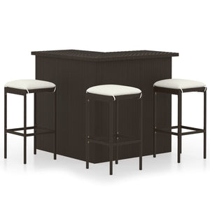 Set da Bar da Giardino 4 pz con Cuscini in Polyrattan Marrone cod mxl 35721