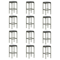 Set Bar da Giardino 16 pz con Cuscini in Polyrattan Grigio 3064930