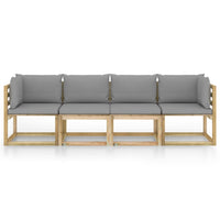 Divano da Giardino 4 Posti con Cuscini Grigi cod mxl 39950