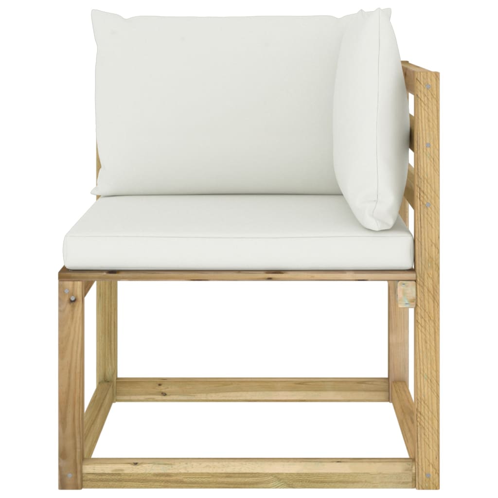 Divano Angolare da Giardino con Cuscini Pino Impregnato Verde 3064991