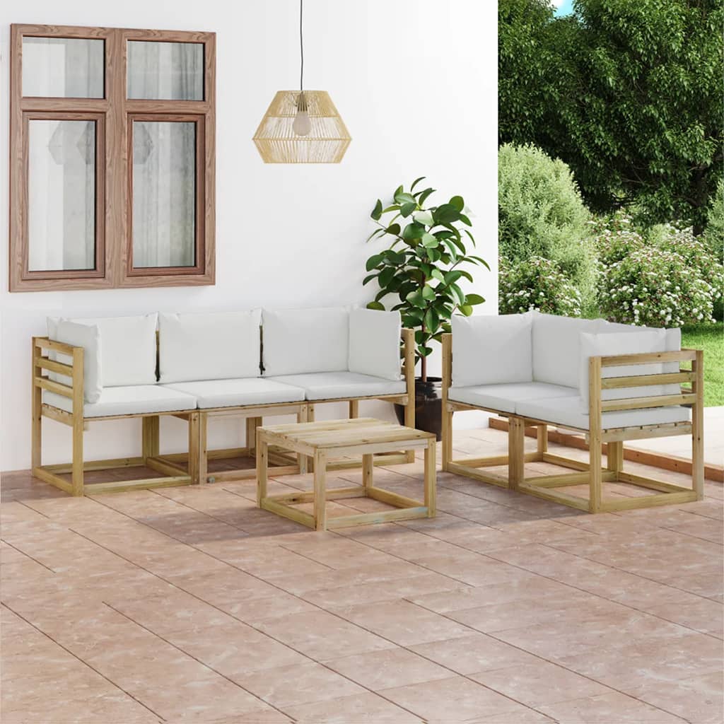 Set Divani da Giardino 6 pz con Cuscini Crema cod mxl 56707