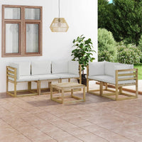Set Divani da Giardino 6 pz con Cuscini Crema cod mxl 56707