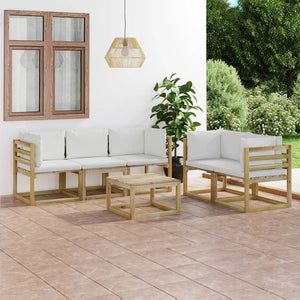 Set Divani da Giardino 6 pz con Cuscini Crema cod mxl 56707