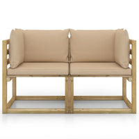 Divani Angolari da Giardino e Cuscini 2pz Pino Impregnato Verde cod mxl 44806