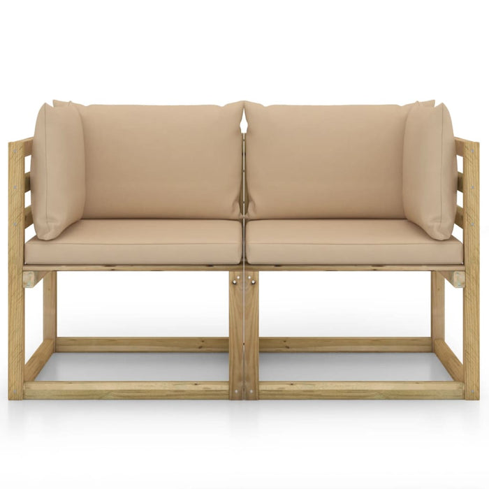 Divani Angolari da Giardino e Cuscini 2pz Pino Impregnato Verde cod mxl 44806