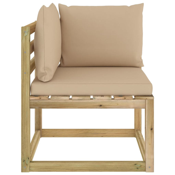 Divani Angolari da Giardino e Cuscini 2pz Pino Impregnato Verde cod mxl 44806