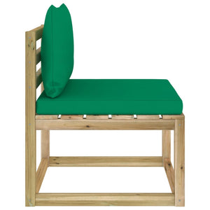 Divano Centrale da Giardino con Cuscini Pino Impregnato Verde 3065082
