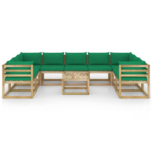 Set Divani da Giardino 10 pz e Cuscini Legno di Pino Impregnato cod mxl 56702
