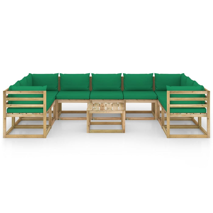 Set Divani da Giardino 10 pz e Cuscini Legno di Pino Impregnato cod mxl 56702