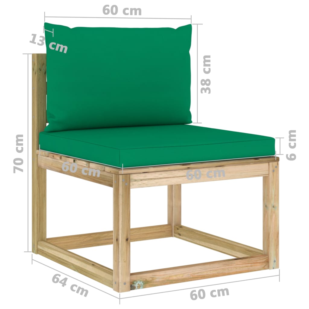 Set Divani da Giardino 10 pz e Cuscini Legno di Pino Impregnato cod mxl 56702