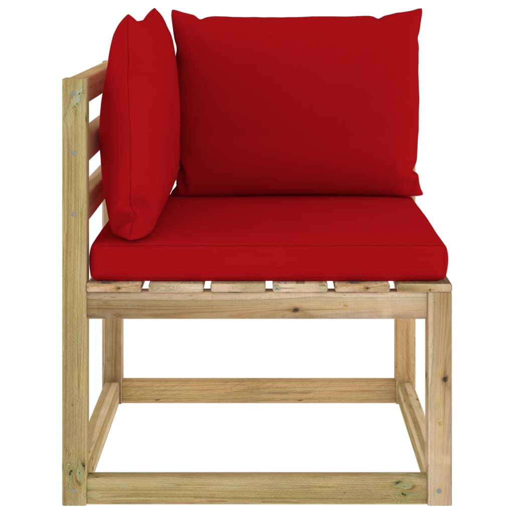 Divani Angolari da Giardino e Cuscini 2pz Pino Impregnato Verde cod mxl 44777