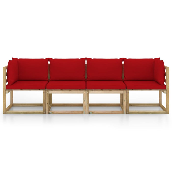 Divano da Giardino 4 Posti con Cuscini Rosso  cod mxl 39963