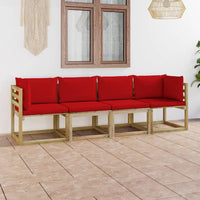 Divano da Giardino 4 Posti con Cuscini Rosso  cod mxl 39963