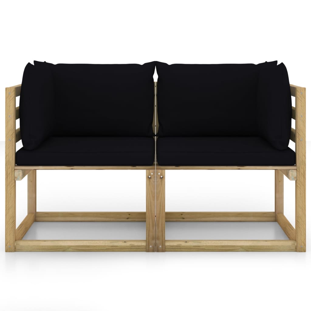 Divani Angolari da Giardino e Cuscini 2pz Pino Impregnato Verde cod mxl 40241