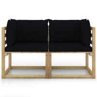 Divani Angolari da Giardino e Cuscini 2pz Pino Impregnato Verde cod mxl 40241