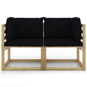 Divani Angolari da Giardino e Cuscini 2pz Pino Impregnato Verde cod mxl 40241