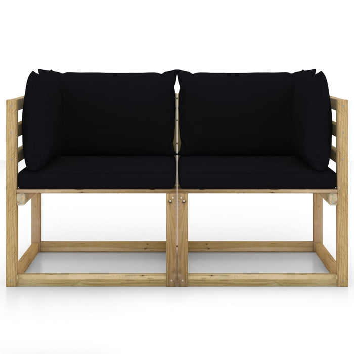 Divani Angolari da Giardino e Cuscini 2pz Pino Impregnato Verde cod mxl 40241