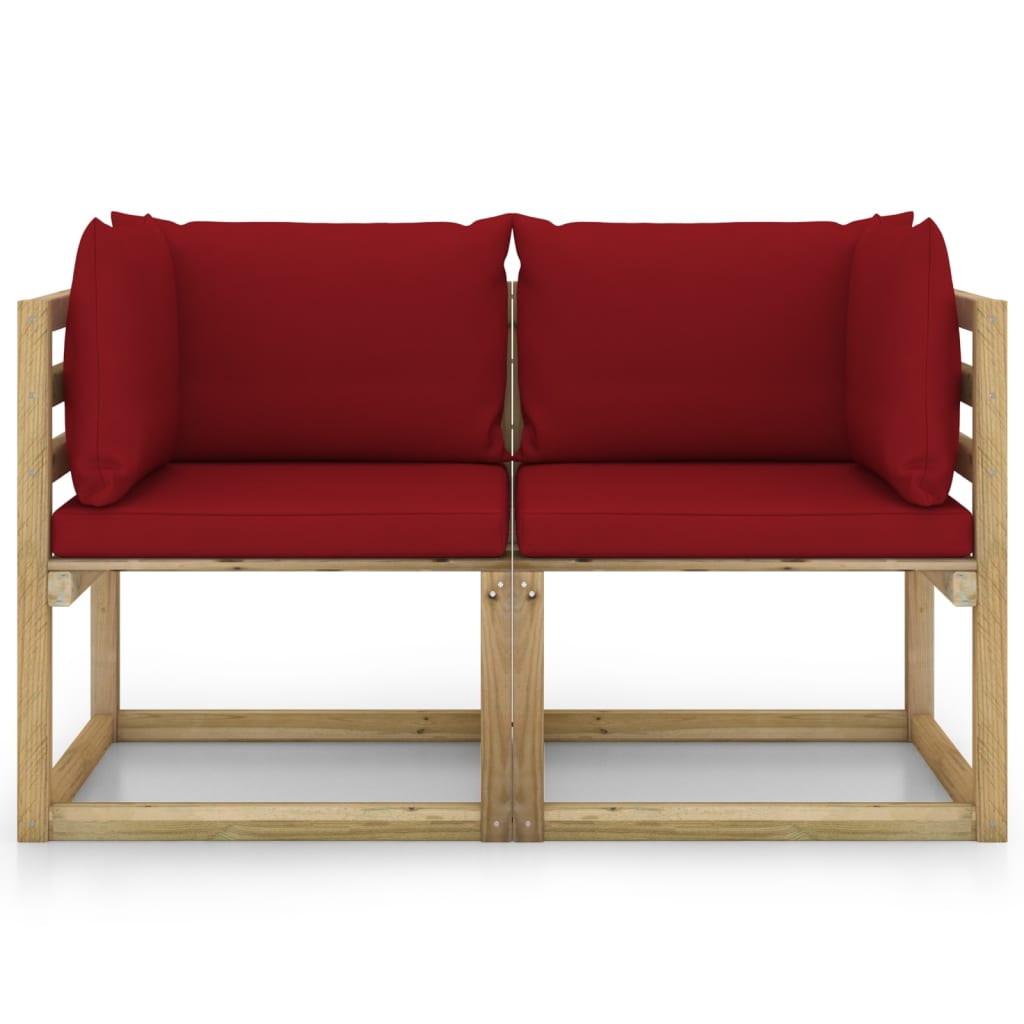 Divani Angolari da Giardino e Cuscini 2pz Pino Impregnato Verde cod mxl 40232