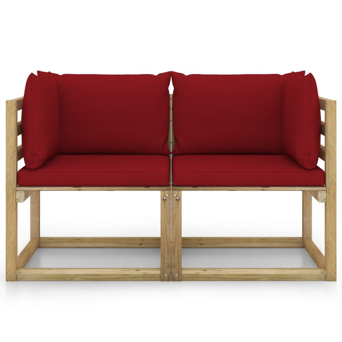 Divani Angolari da Giardino e Cuscini 2pz Pino Impregnato Verde cod mxl 40232