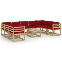 Set Divani da Giardino 10 pz e Cuscini Legno di Pino Impregnato cod mxl 56346