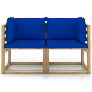 Divani Angolari da Giardino & Cuscini 2pz Pino Impregnato Verde 3065234