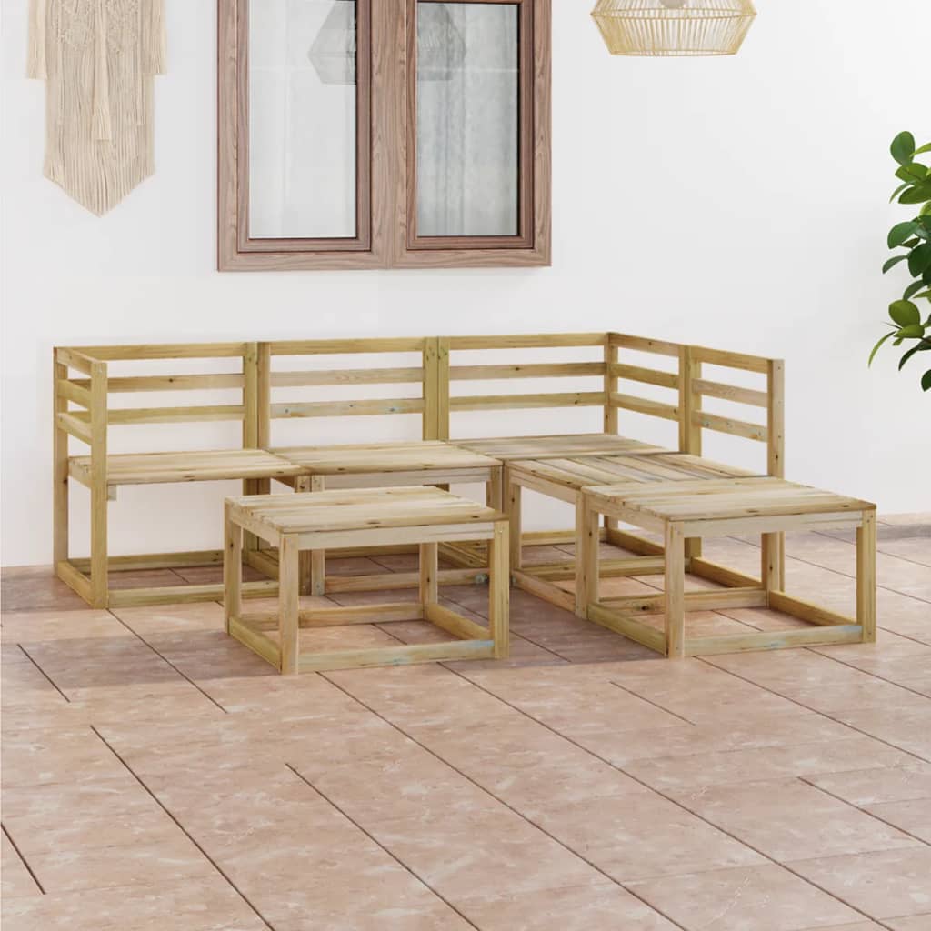 Set Salotto da Giardino 6 pz in Legno di Pino Impregnato Verde 3065300