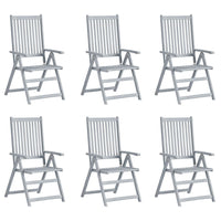 Sedie da Giardino Reclinabili 6 pz con Cuscini Massello Acacia 3065325