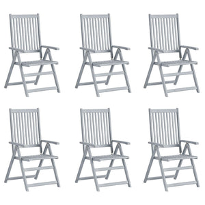 Sedie da Giardino Reclinabili 6 pz con Cuscini Massello Acacia 3065325
