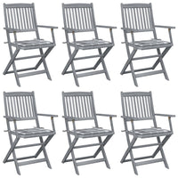 Sedie da Giardino Pieghevoli 6 pz con Cuscini Massello Acacia