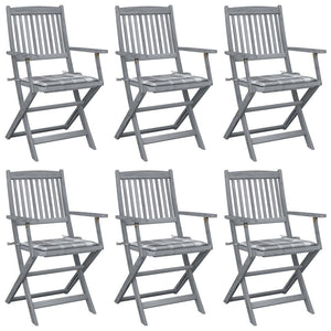 Sedie da Giardino Pieghevoli 6 pz con Cuscini Massello Acacia
