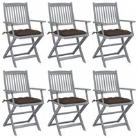 Sedie da Giardino Pieghevoli 6pz con Cuscini in Massello Acacia cod mxl 8279