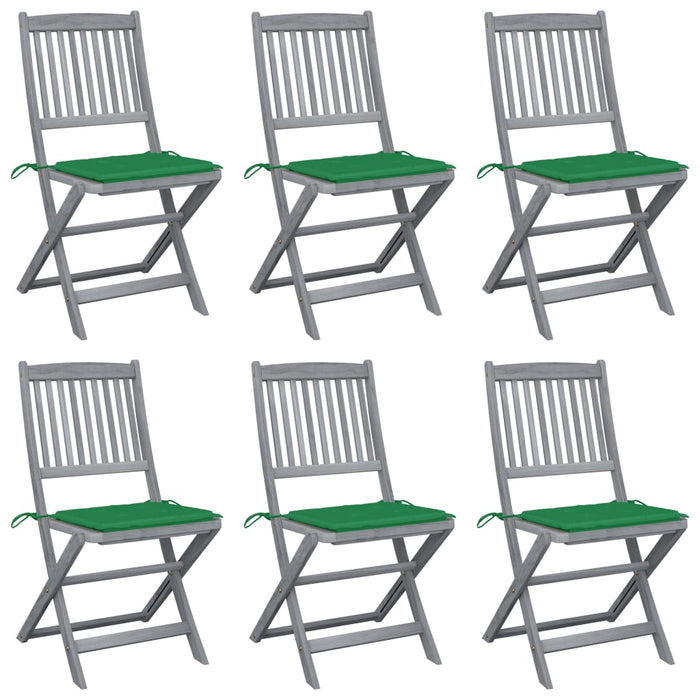 Sedie da Giardino Pieghevoli 6pz con Cuscini in Massello Acacia cod mxl 8285